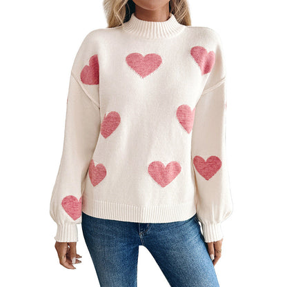Damen Pullover Herzmotiv Norvielle