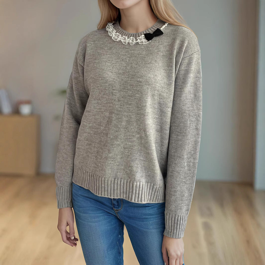Damen Strickpullover Rüschendetails Norvielle