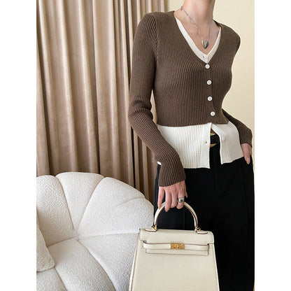 Damen Strickcardigan mit Knöpfen Elegantes Design Beige