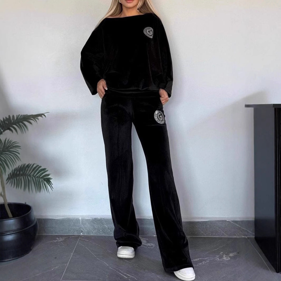 Damen Casual Velvet Loungewear-Set Weich Norvielle