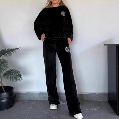 Damen Casual Velvet Loungewear-Set Weich Norvielle