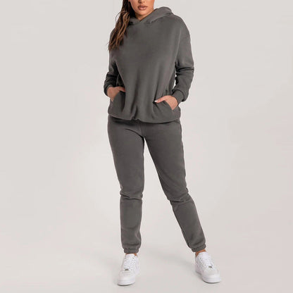 Damen Hoodie-Set Elastisch Mit Taschen Beige