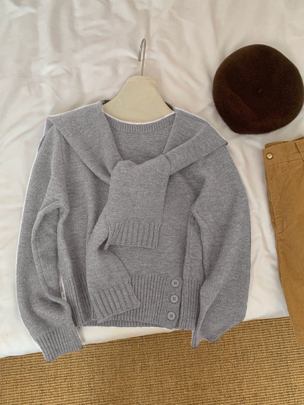 Damen Pullover Abnehmbarer Kragen Norvielle