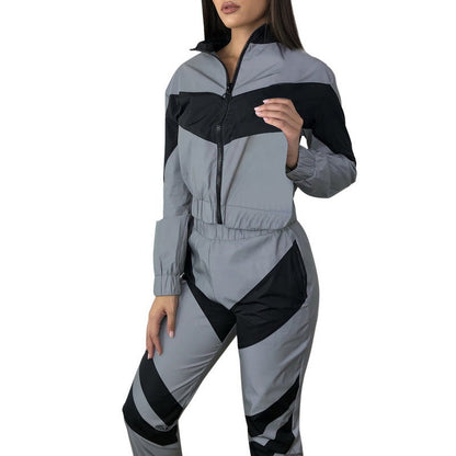 Damen Sportanzug Elastisch Farbblockdesign Norvielle