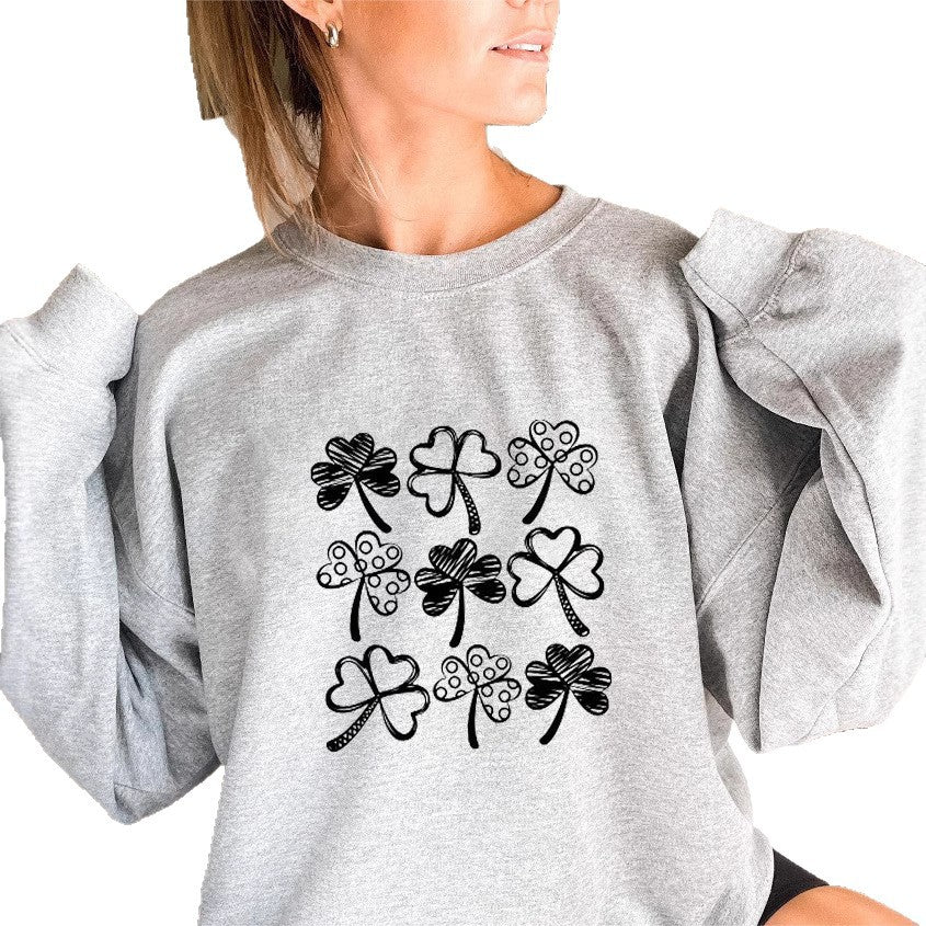 Damen Sweatshirt Kleeblatt-Motiv Norvielle