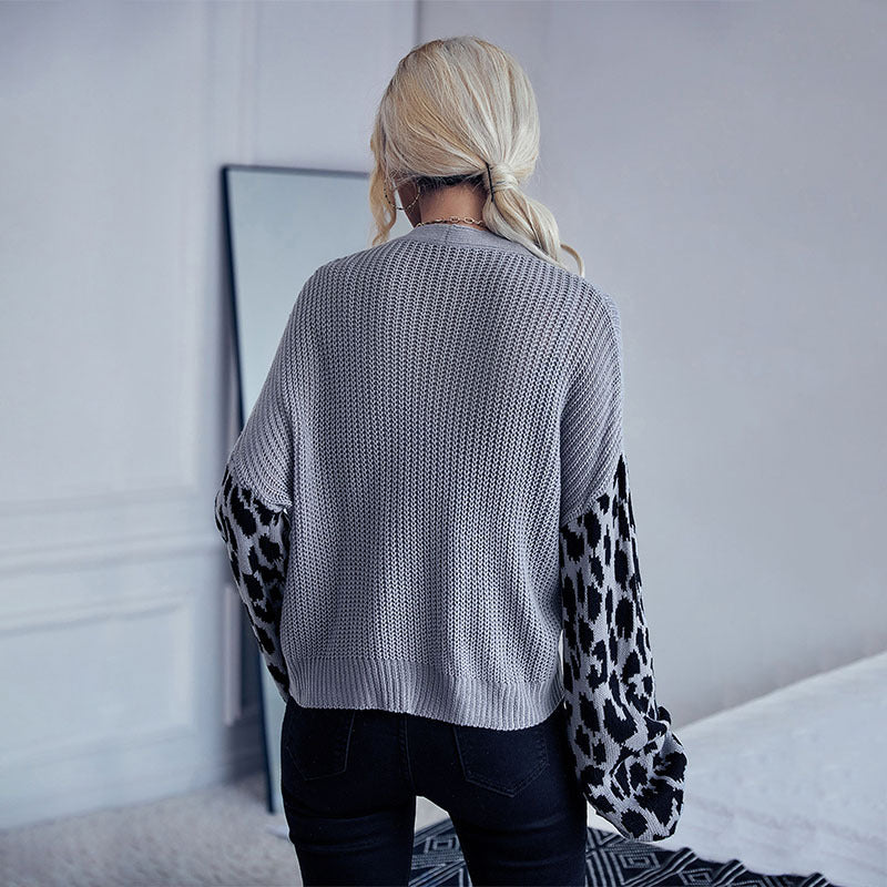 Damen Strickjacke Animalmuster Lässig Norvielle