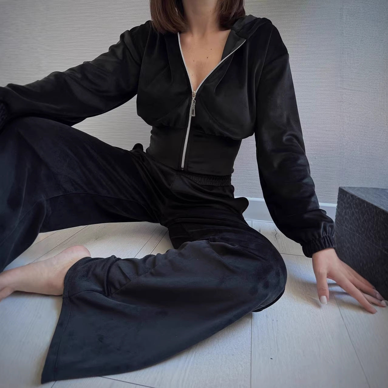 Damen Lounge-Set mit Kapuze elastischer Bund Norvielle