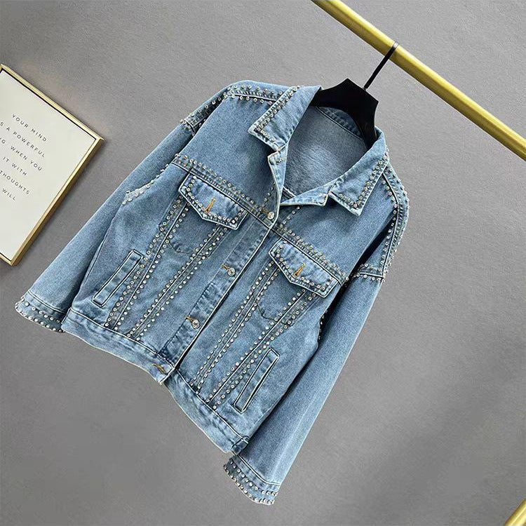 Damen Jeansjacke mit Nieten Schwarz - Norvielle