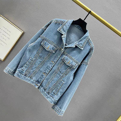 Damen Jeansjacke mit Nieten Schwarz - Norvielle