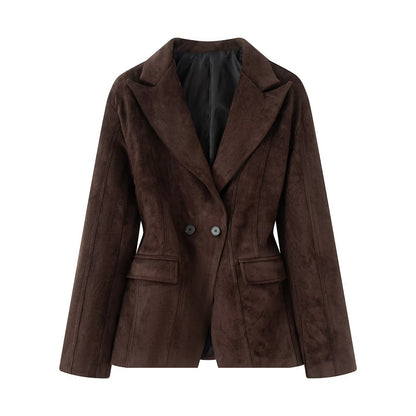 Damen Blazerjacke Wildleder-Look Elegant