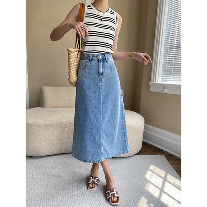 Damen Eleganter Long Denimrock