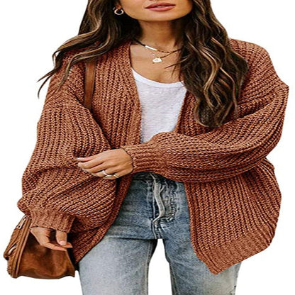 Damen Grobstrick-Pullover Voluminöse Ärmel Lässiger Schnitt - Norvielle