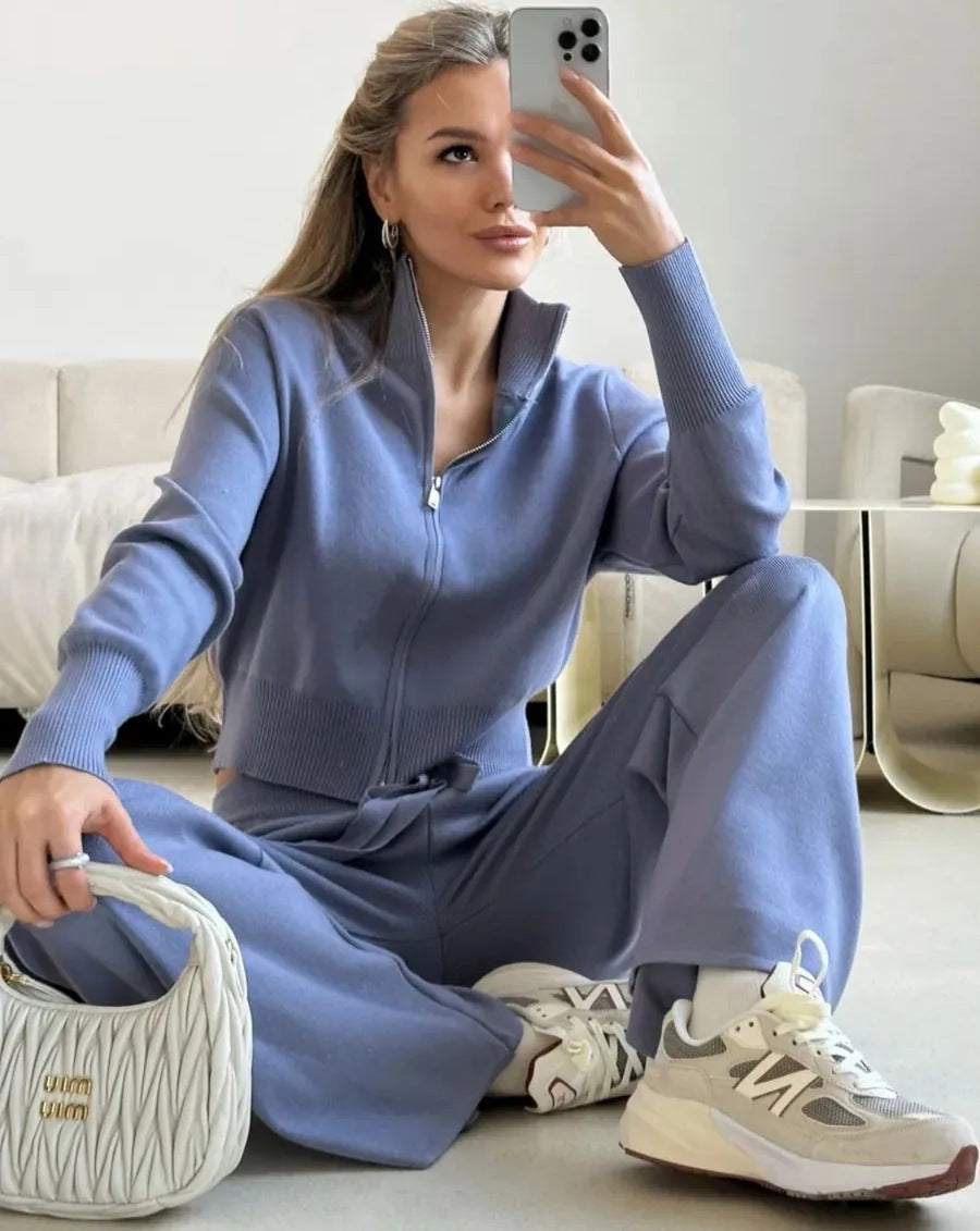 Damen Fleece Jogginganzug Reißverschluss Norvielle