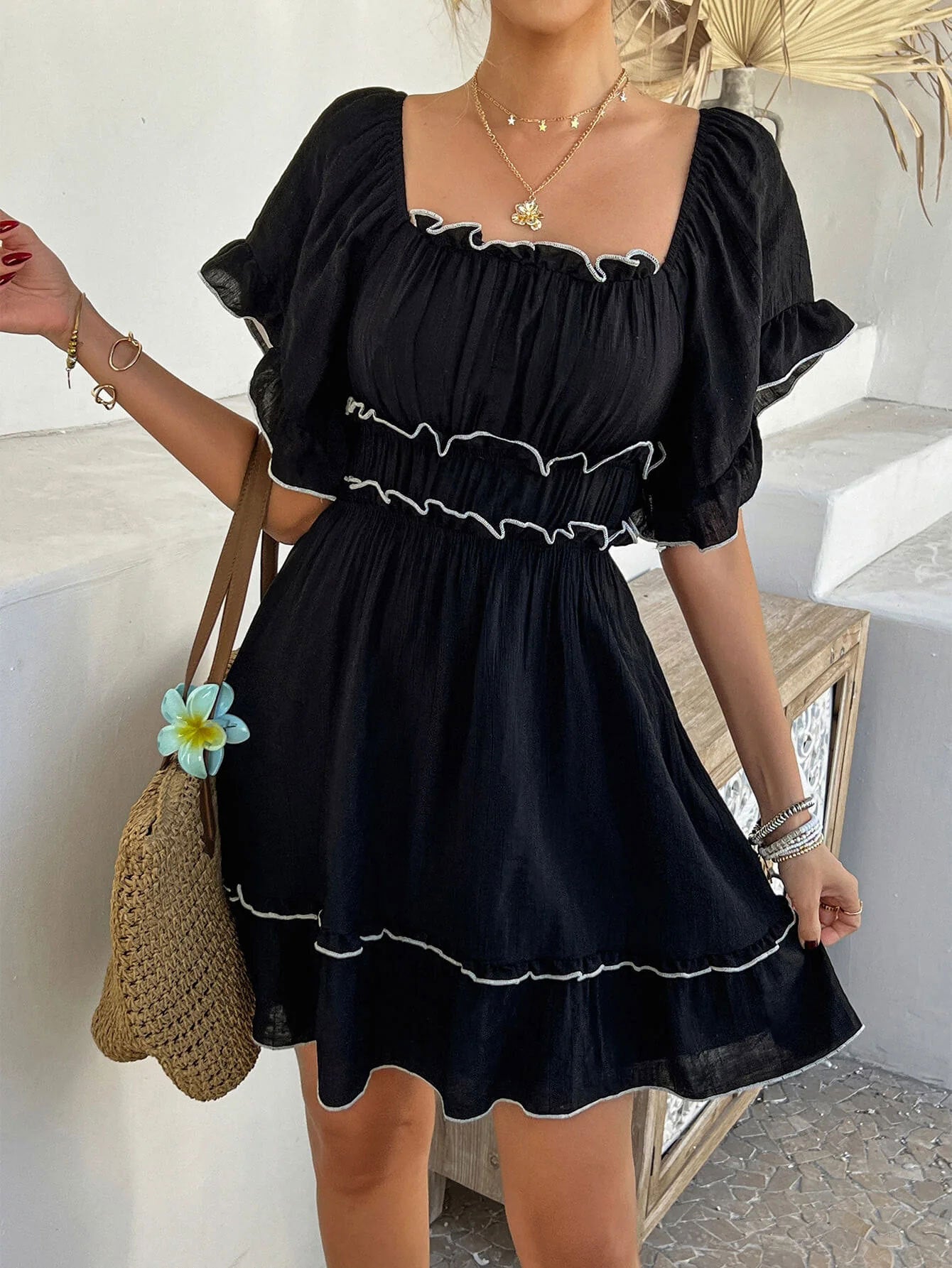 Damen Sommerkleid Rüschendetails Norvielle
