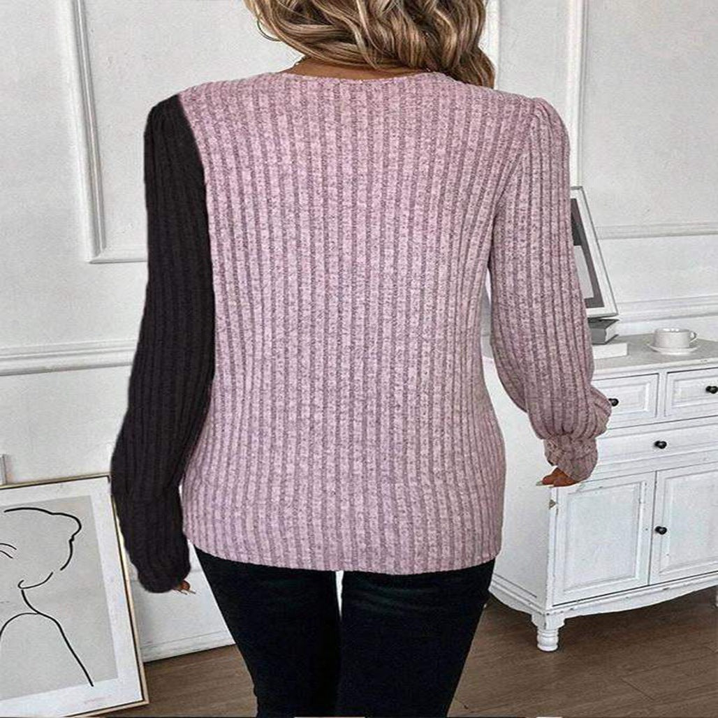 Damen Pullover Asymmetrisch Knopfdetails Norvielle