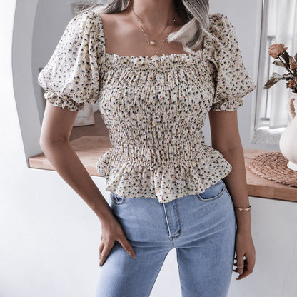 Damen Bluse Elastisch Puffärmel Norvielle