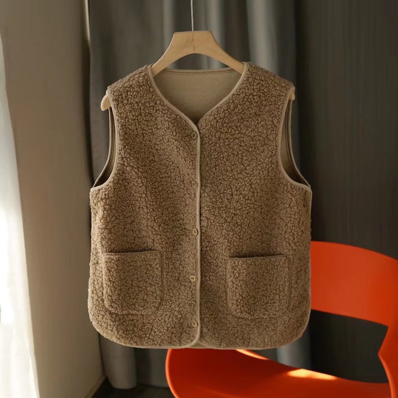 Damen Fleece-Weste Kuschelig Mit Taschen Norvielle
