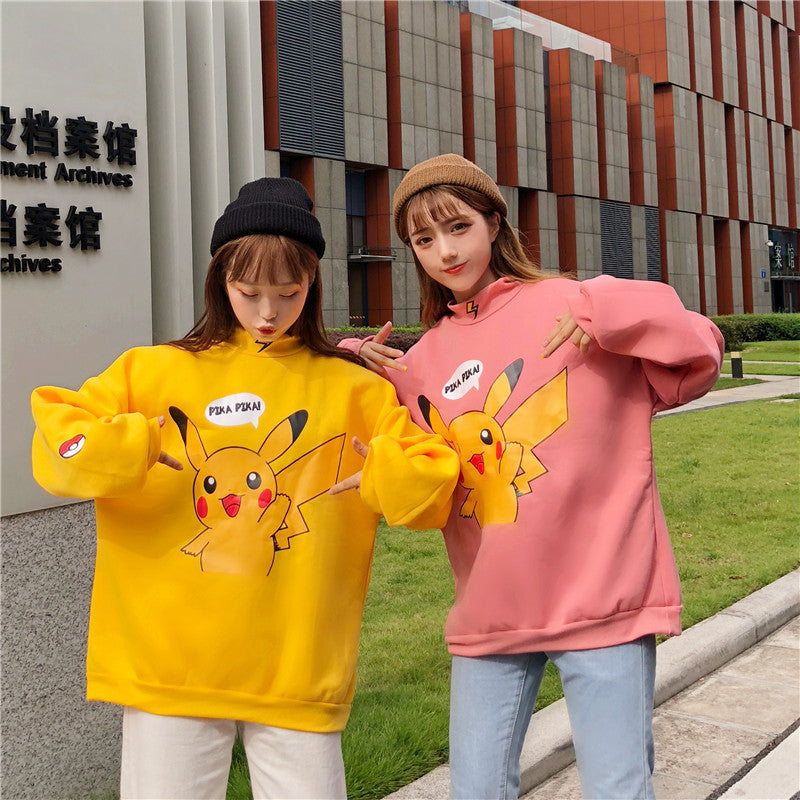 Damen Sweatshirt Pikachu Motiv Hochkragen