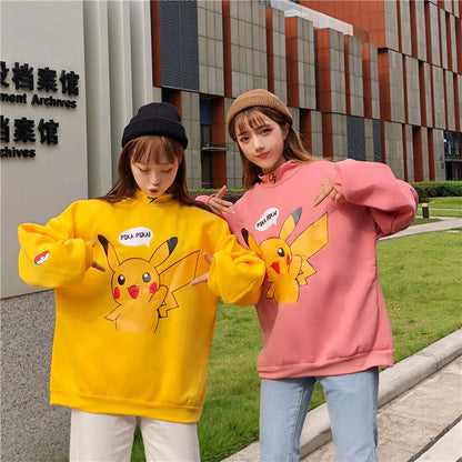 Damen Sweatshirt Pikachu Motiv Hochkragen