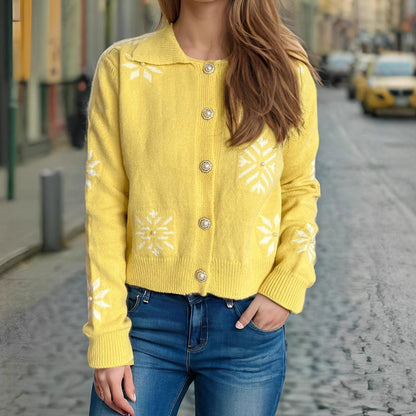 Damen Strickjacke Norvielle mit Schneeflocken-Applikationen und
