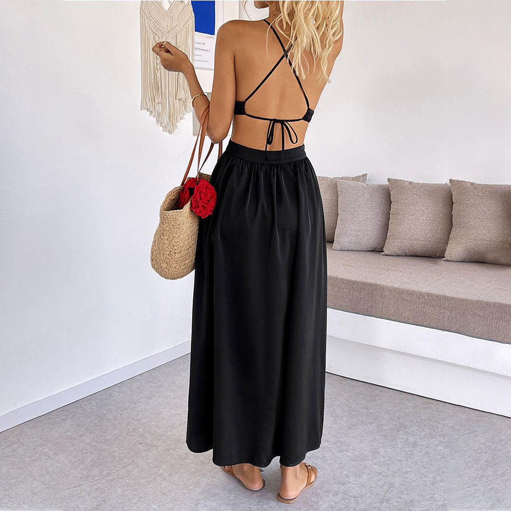 Damen Maxikleid Abnehmbare Träger Cut-Out-Details Norvielle