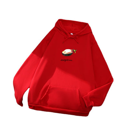 Damen Hoodie Fruchtiges Melonenmotiv Baumwolle Grün