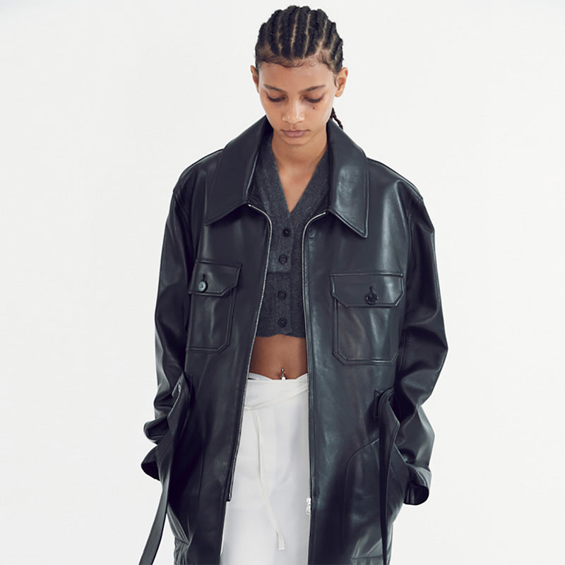 Damen oversized Kunstlederjacke Norvielle