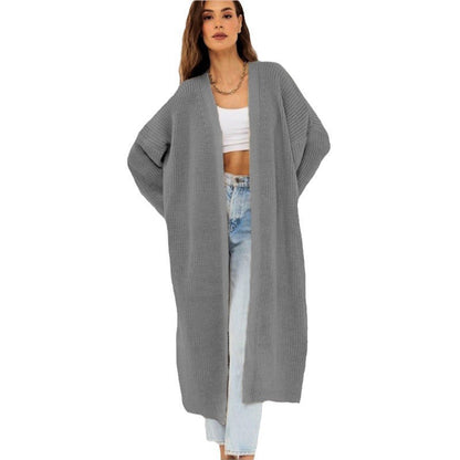 Damen Grobstrick Cardigan Offenes Frontdesign Tiefen Taschen Norvielle