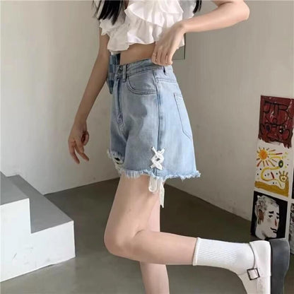 Damen Jeansshorts Destroyed Effekt Dunkelblau - Norvielle
