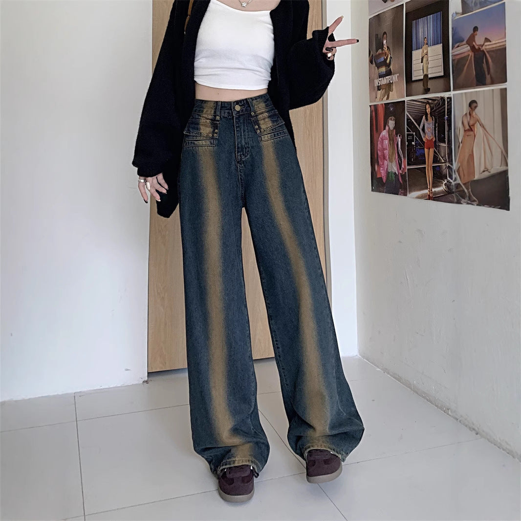 Damen Weite Jeans Norvielle mit Knopfgestaltung