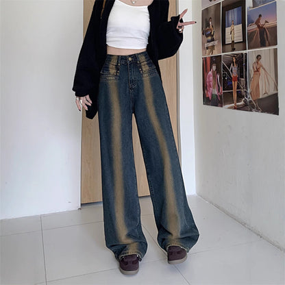 Damen Weite Jeans Norvielle mit Knopfgestaltung