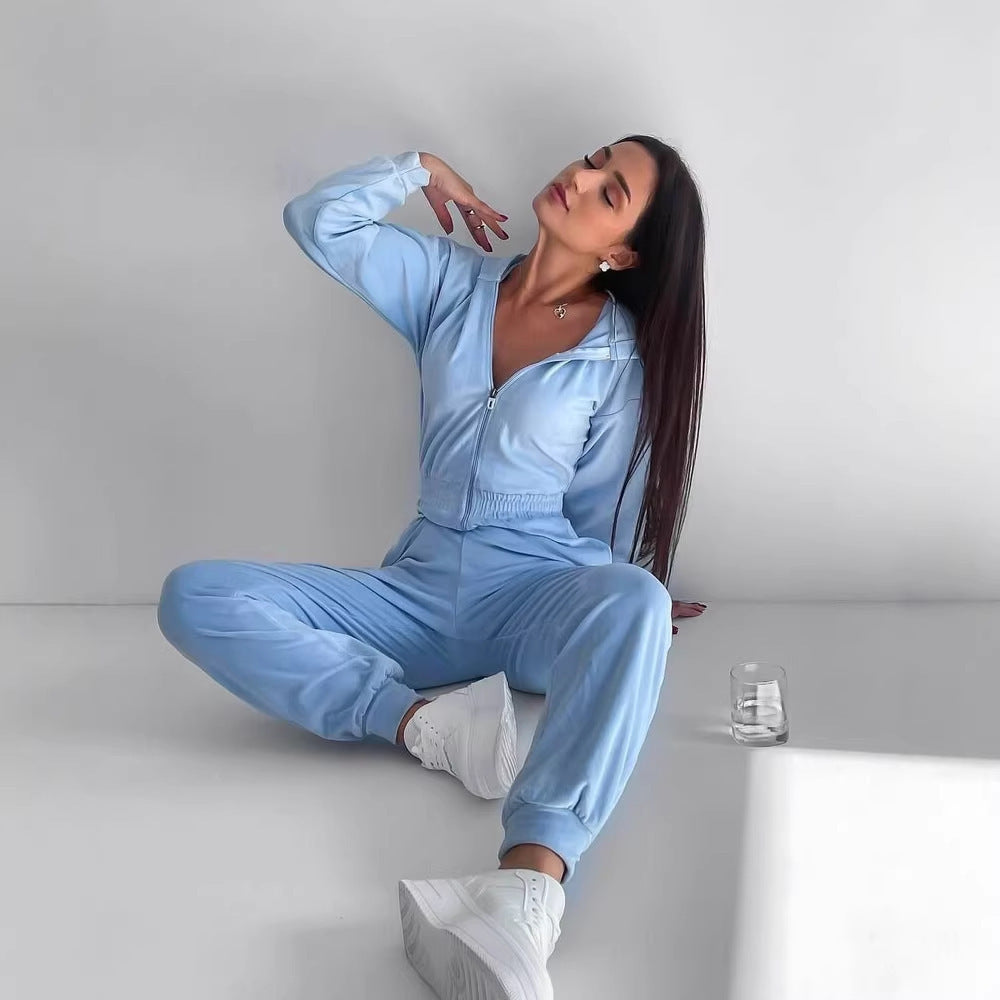Damen Fleece-Overall Reißverschluss Kapuze Norvielle