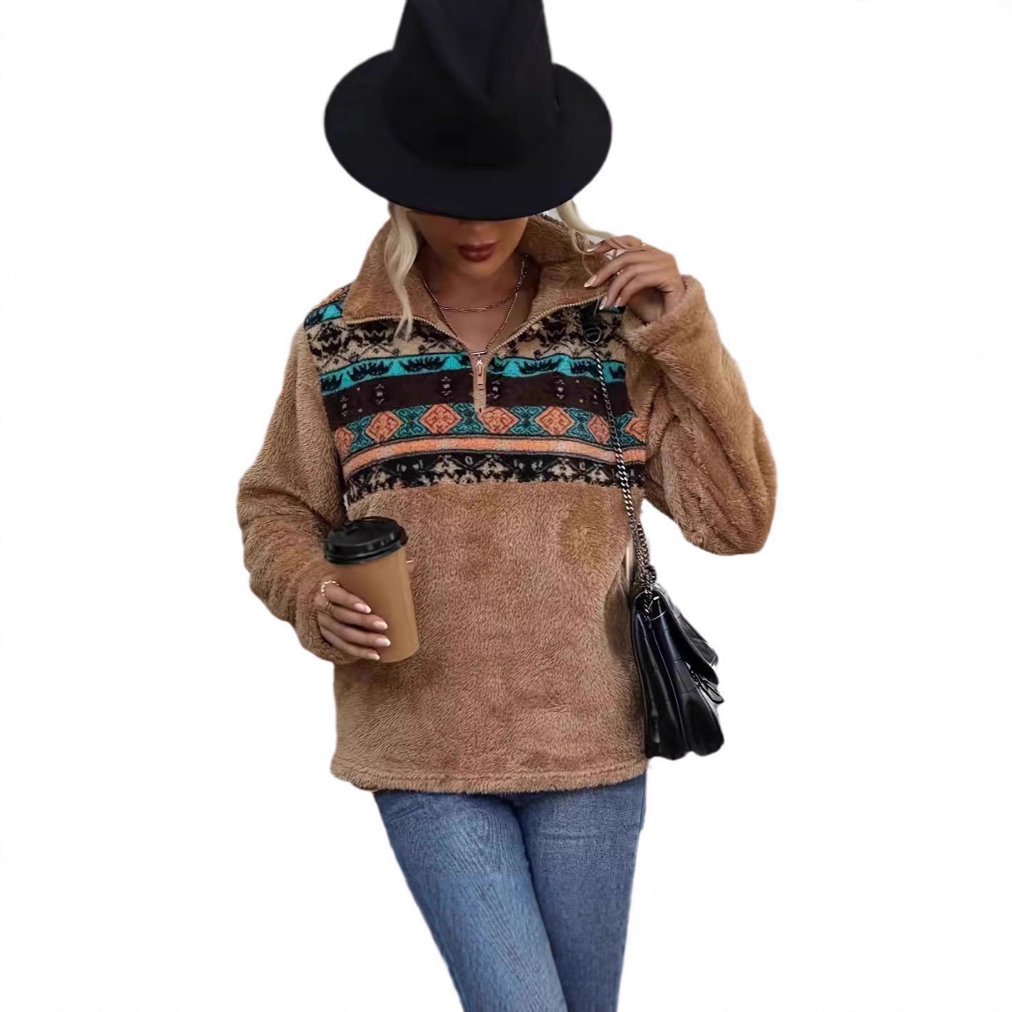 Damen Fleece-Pullover Kuschelig Reißverschluss Norvielle
