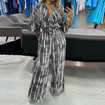 Damen Jumpsuit Kimono-Ärmel Taillen-Gürtel