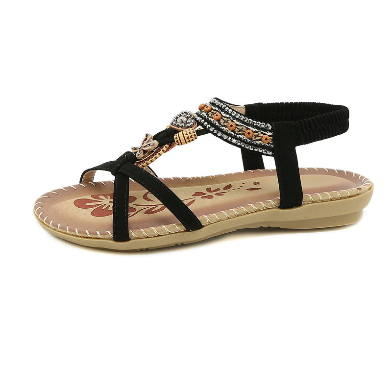 Damen Sandalen Elastikriemen Slip-On Beige