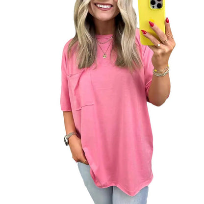 Damen Oversized T-Shirt mit Tasche aus Baumwolle