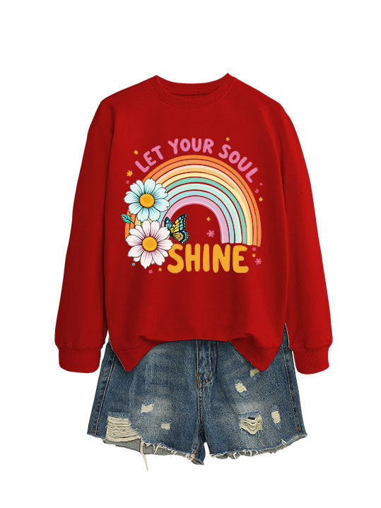Damen Sweatshirt Bunt Floralmuster Baumwolle