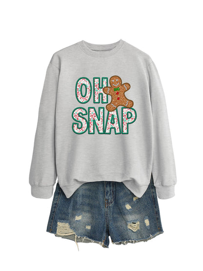 Damen Sweatshirt Lebkuchenmann Motiv Glitzer Schrift