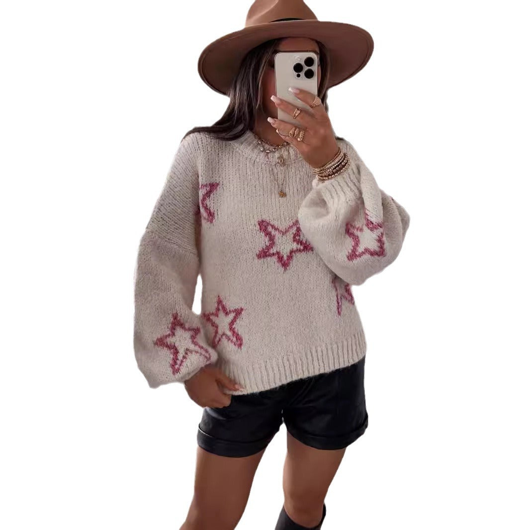 Damen Strickpullover Sternenmotiv Kuschelig Norvielle