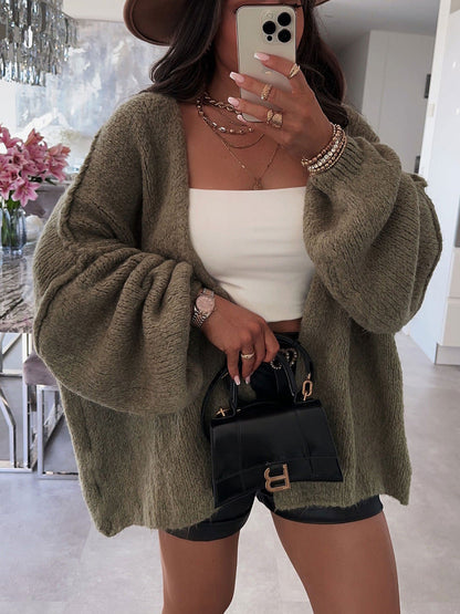 Damen Strickjacke Voluminöse Ärmel Norvielle