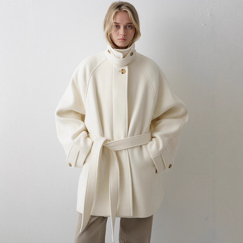 Damen Wollmantel mit Hochkragen und Taillengürtel Norvielle