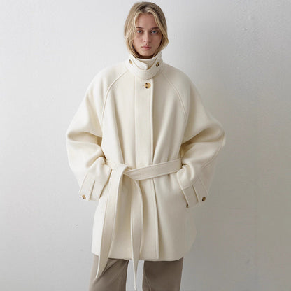 Damen Wollmantel mit Hochkragen und Taillengürtel Norvielle