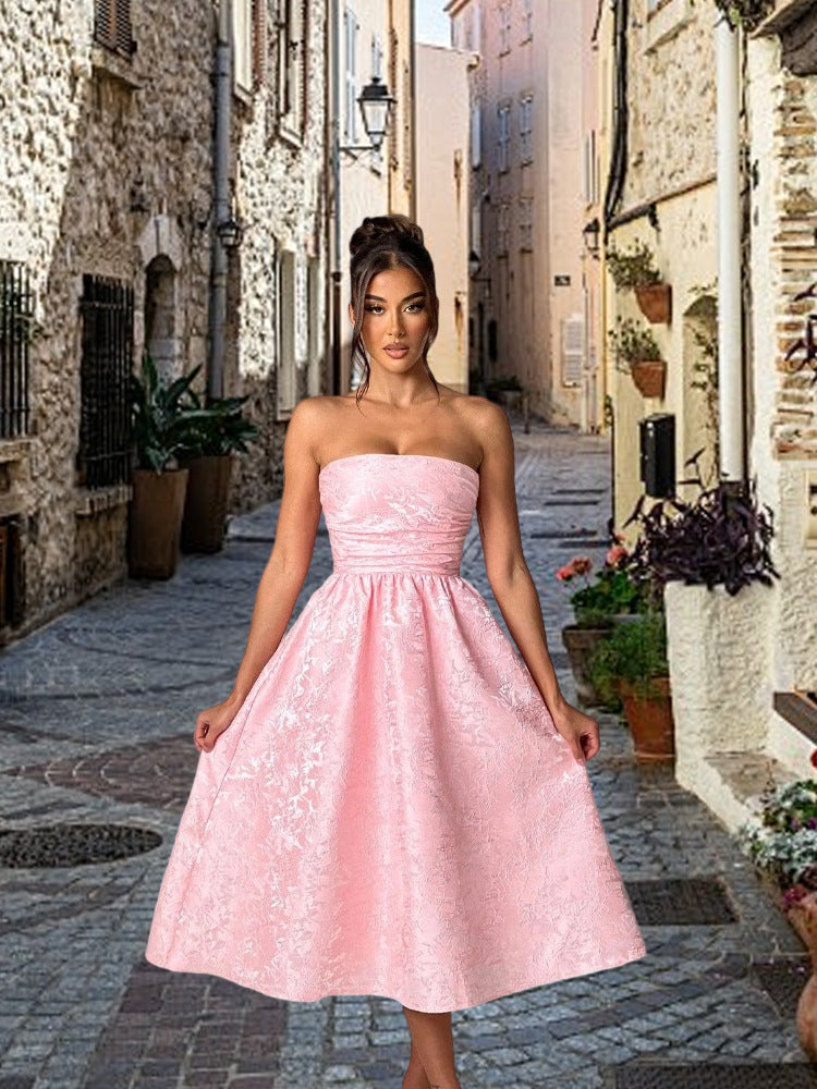 Damen Cocktailkleid Bustier-Oberteil Schwingrock