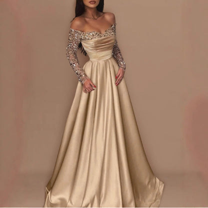 Damen Abendkleid Tailliert Schimmernd Schwarz Norvielle - Norvielle