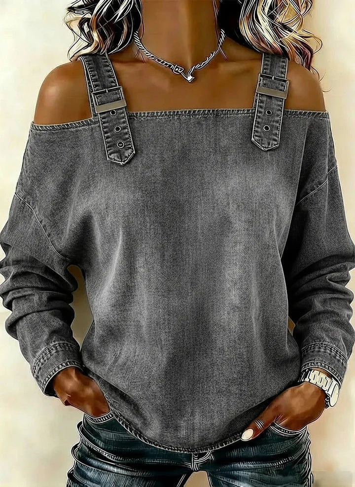 Damen Sweatshirt Dekorative Schulterdetails Norvielle