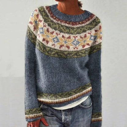 Damen Pullover Floralmuster Jacquard Weit Norvielle - Norvielle