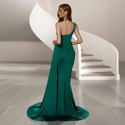 Damen Abendkleid Asymmetrisch Fließender Stoff