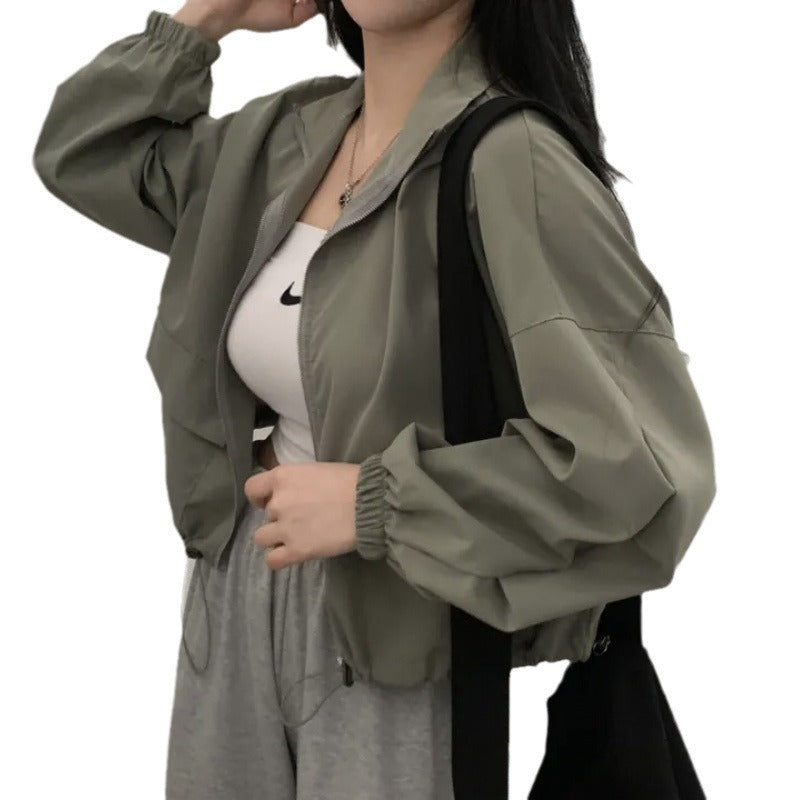 Damen Cropped Jacke Elastisch Lässiger Schnitt