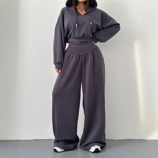 Damen Set Cropped Hoodie Weite Bundhose - Norvielle
