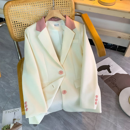 Damen Blazer Eleganter Kragen Knöpfe
